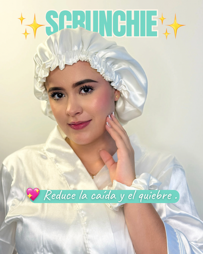 Kit de Sueños Bonitos Vita Sané – Gorro, Scrunchie y 2 Fundas de Almohada 100% Satín
