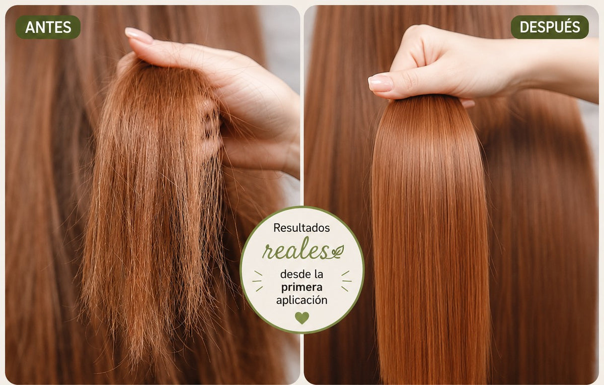 Antes y despues de un cabello con color: mas hidratado, suave y sin frizz con Vita Sane